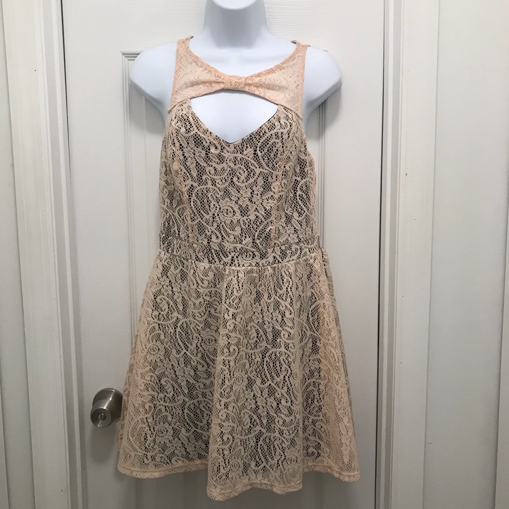 Ivory/Cream Color Lace Cocktail Dress w/Black